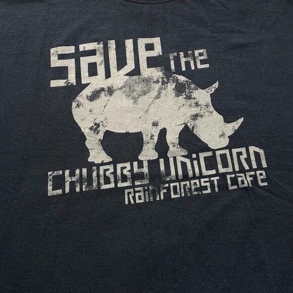 Rainforest Cafe Shirt Mens XL Save The Chubby Unicorn Rhinoceros Souvenir Black - Picture 4 of 8